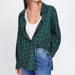 Zara Woman tartan/plaid button-down shirt